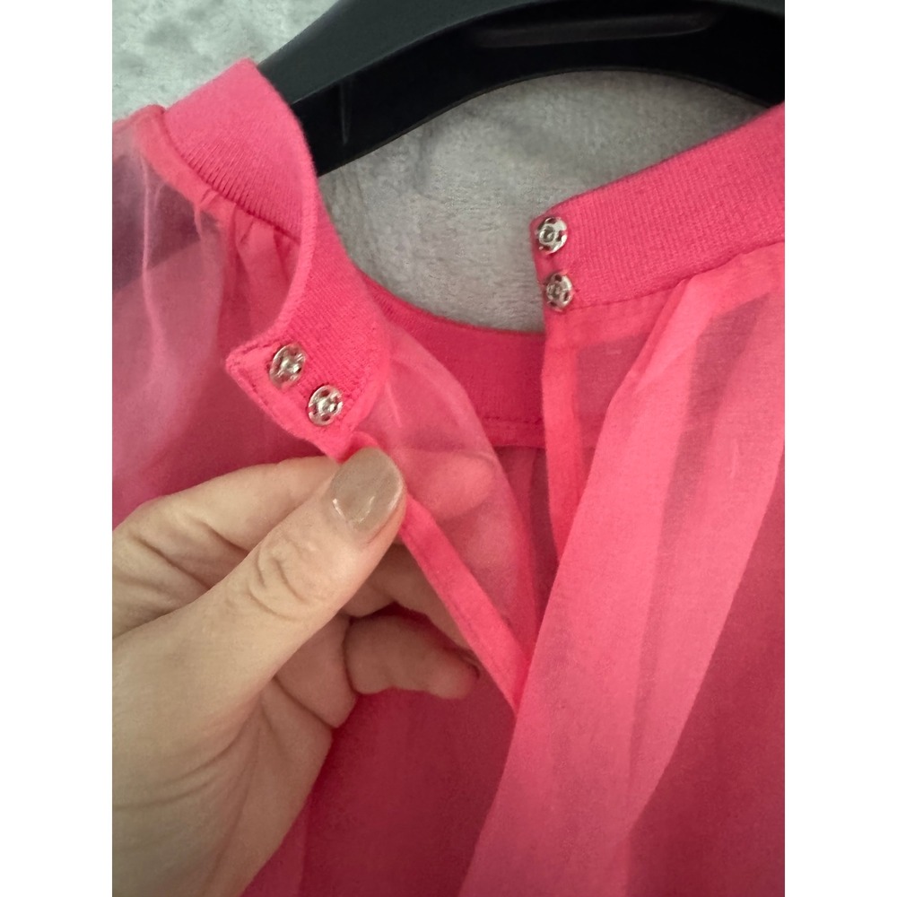 NWT Dolce & Gabbana Pink Sheer Organza Puff Sleeve Blouse IT44 US 8 10 MSRP $790 - Picture 6 of 6